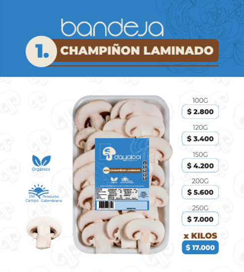 Chgampiñon tajado, champiñon laminado, champiñones en bogota